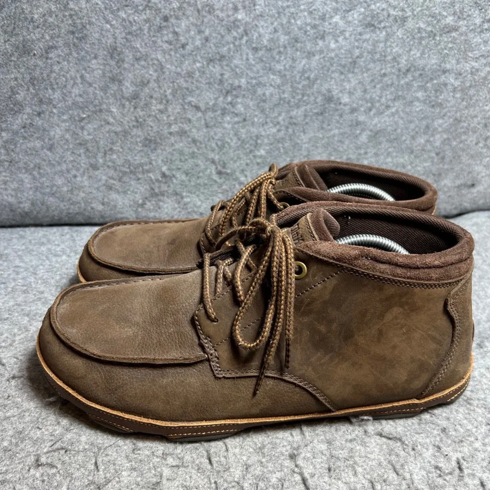 OluKai Hamakua Mens Dark Wood Brown Leather Chukka Comfort Boots Size 12